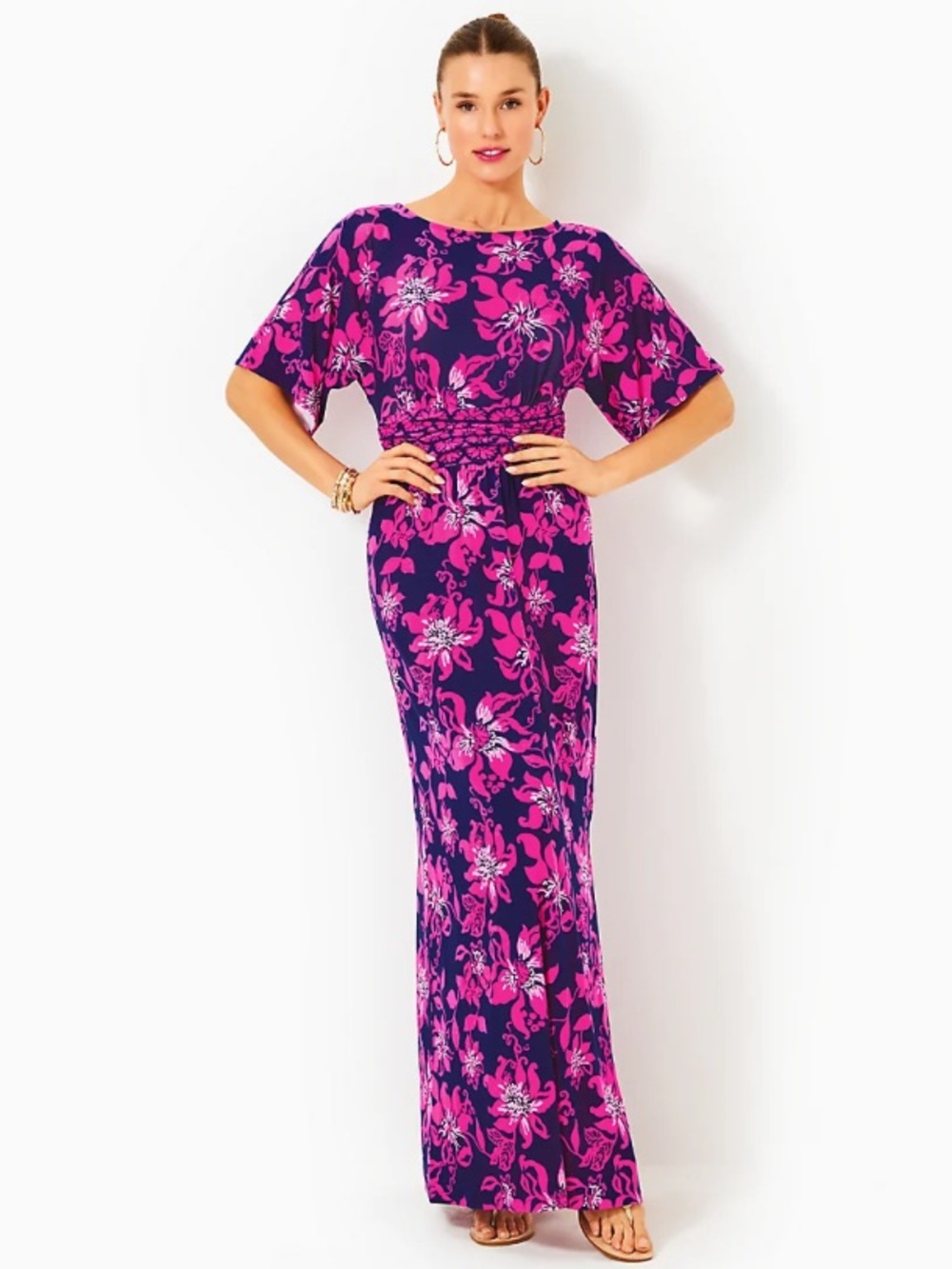 Lilly Pulitzer PARIGI BOAT NECK MAXI DRESS, LOW TIDE NAVY JUST PASSION NWT XS